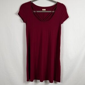 Hollister Burgundy Mini Jersey Dress. Womens XS. Y2K. Cut out Straps. Viscose.